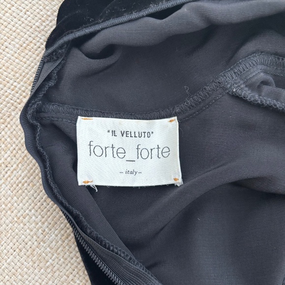 FORTE_FORTE Black Stretch Velvet Turtleneck Top in XS - Picture 2 of 11